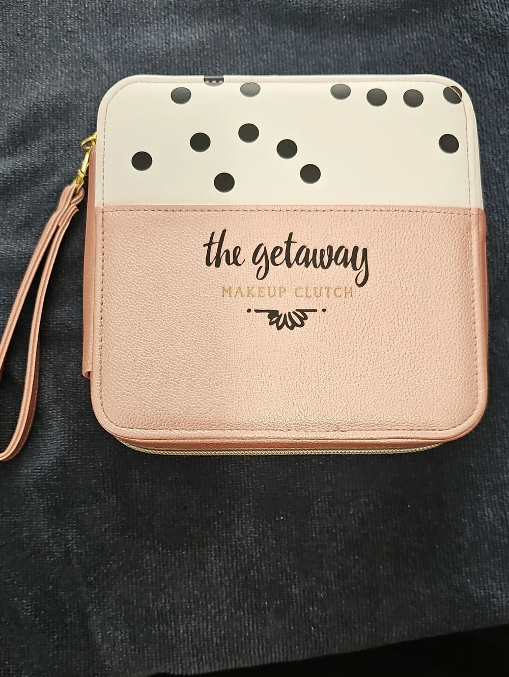 The Travel Getaway Makeup Clutch - Blush & White Polka Dot